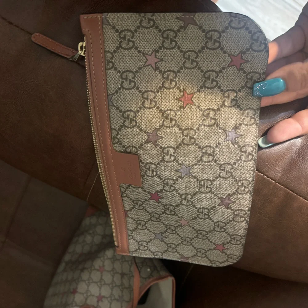 Gucci Women's Tote Bag GG Star Pattern Detachable Pouch Beige Brown Pink Purple